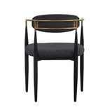 Buchtel Mid-Century Modern Dark Grey + Gold Arm + Black Dining Chair