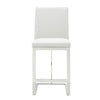 Frankie Modern White Vegan Leather + Stainless Steel Counter Chair