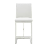Frankie Modern White Vegan Leather + Stainless Steel Counter Chair
