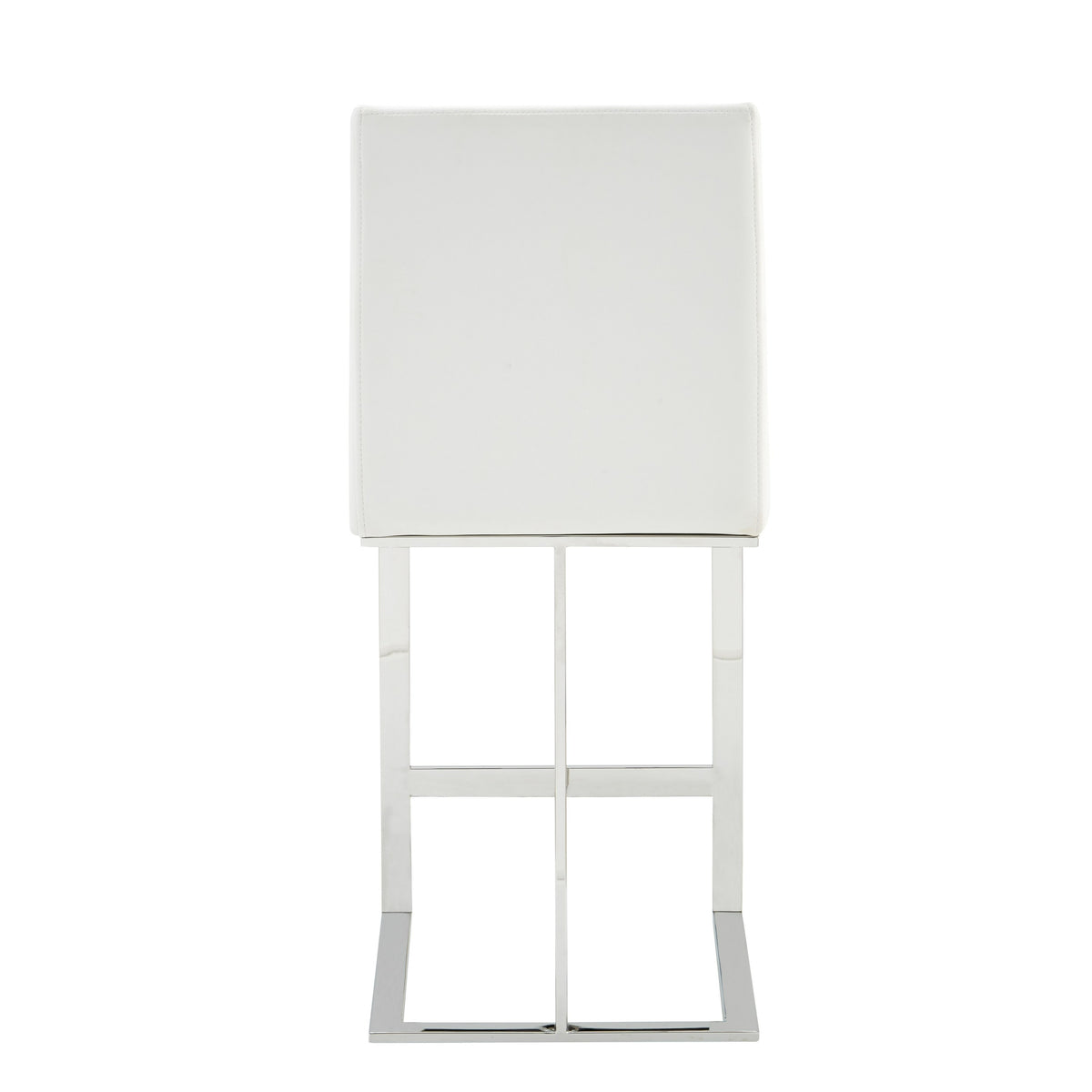 Frankie Modern White Vegan Leather + Stainless Steel Counter Chair