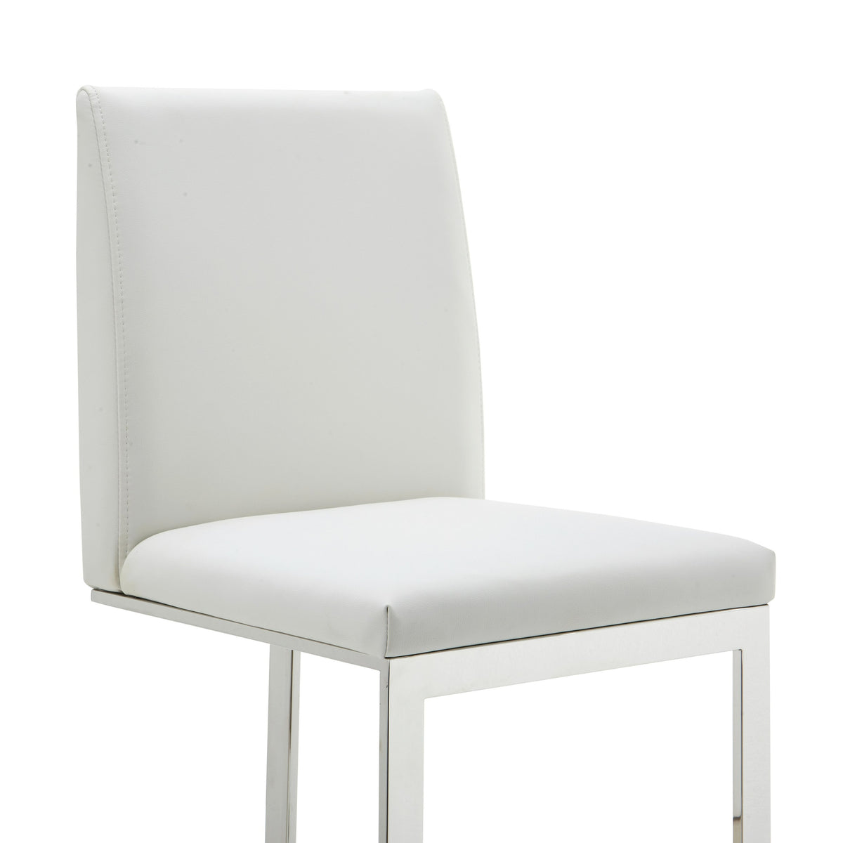 Frankie Modern White Vegan Leather + Stainless Steel Counter Chair
