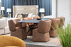 Standing Modern Brown Vegan Leather Dining Chair with Castor Wheels