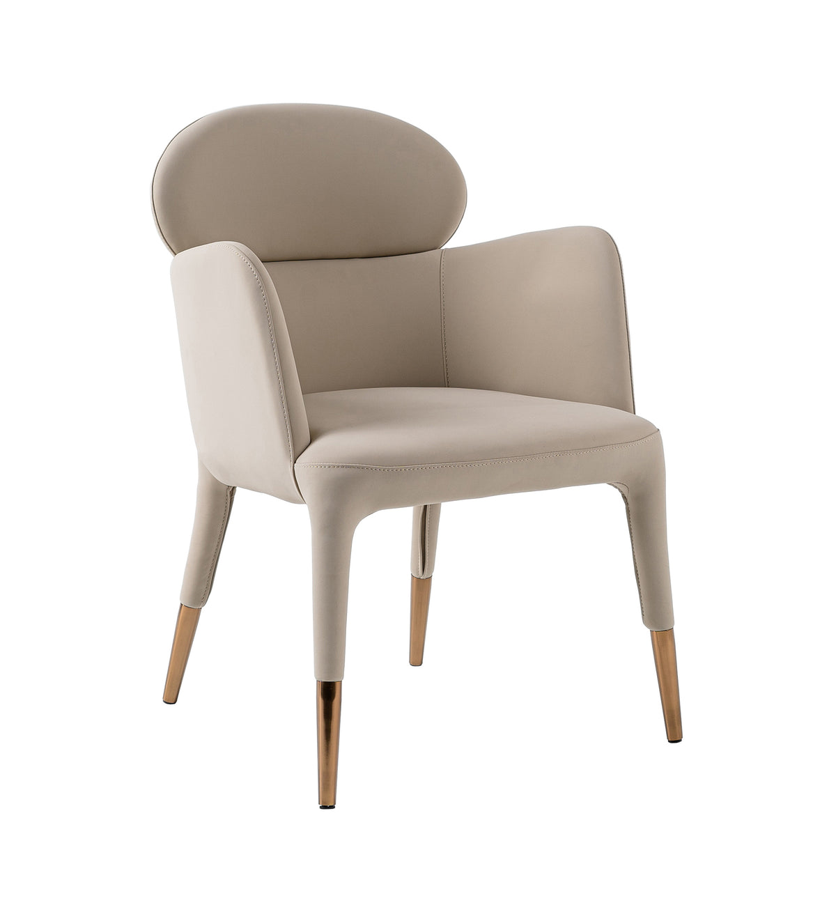 Shannon Modern Beige Vegan Leather + Rosegold Dining Chair