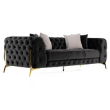 Clarice Transitional Black Velvet Sofa