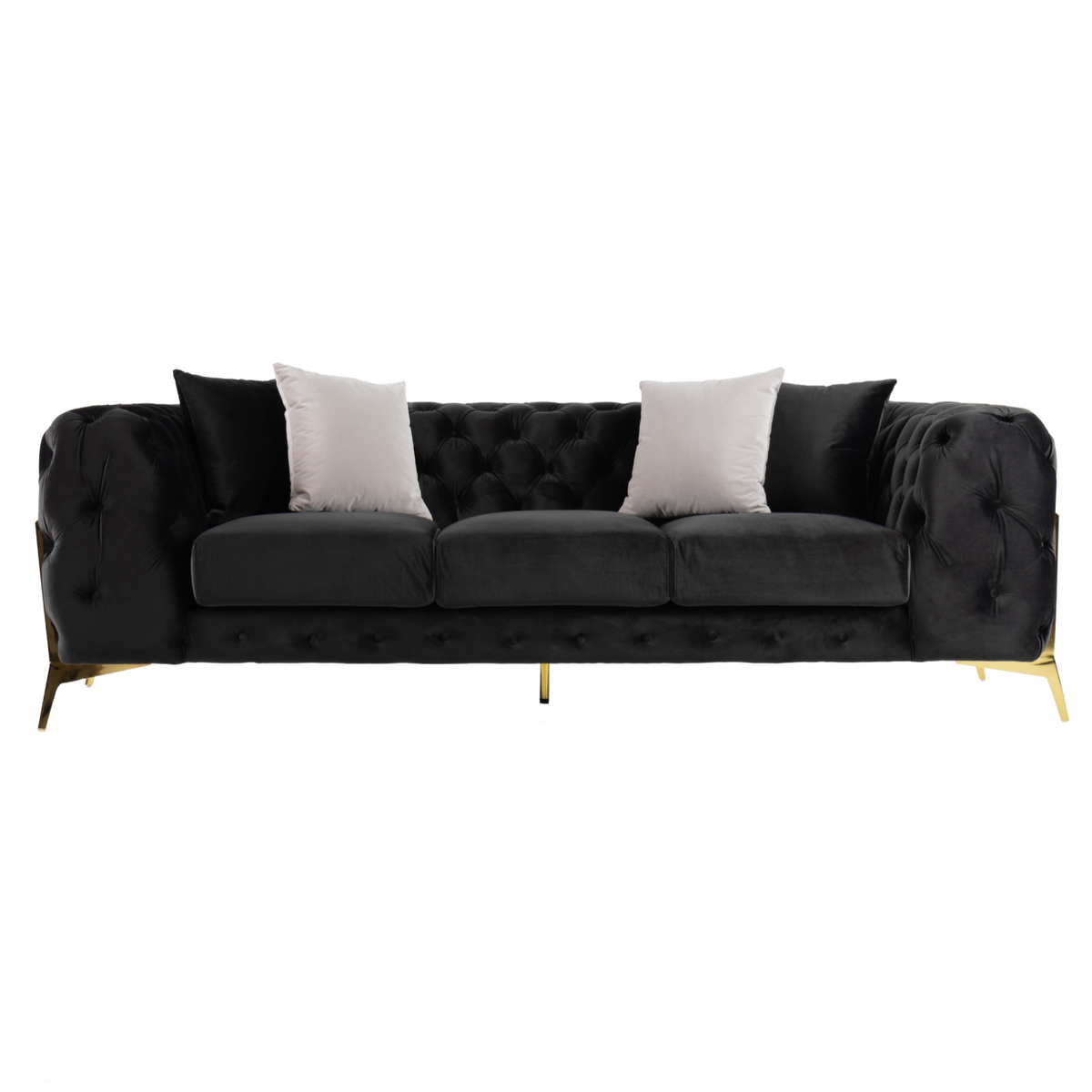 Clarice Transitional Black Velvet Sofa