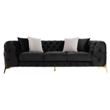 Clarice Transitional Black Velvet Sofa