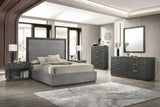 Queen Santa Barbara + Santa Monica Modern Grey Fabric + Grey Wash Bedroom Set