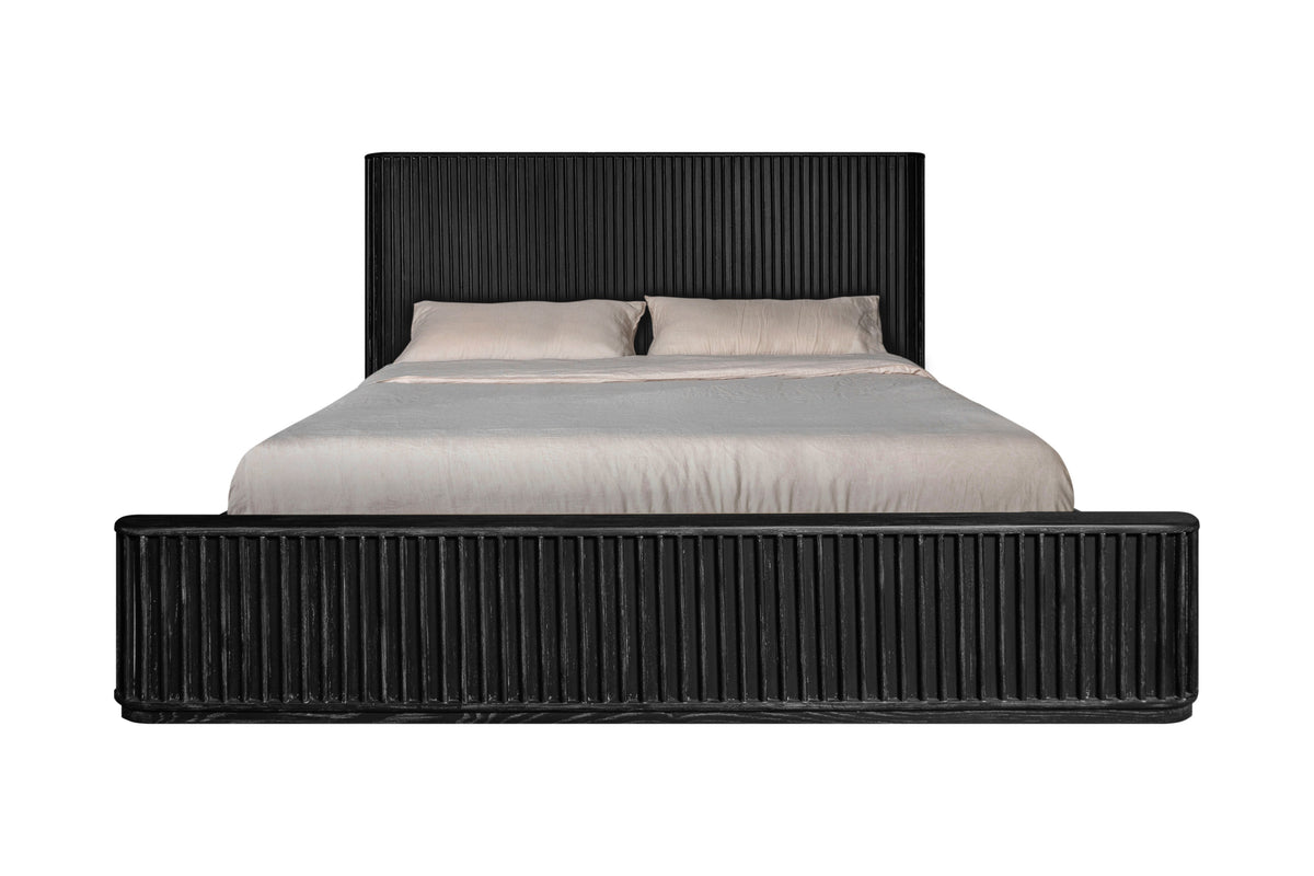 Eastern King Fields Modern Black Acacia Bed