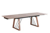 Emmond Mid-Century Modern Ceramic + Walnut Extendable Dining Table