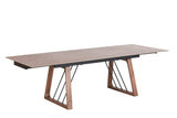 Emmond Mid-Century Modern Ceramic + Walnut Extendable Dining Table