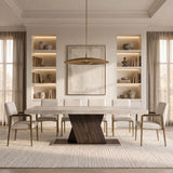 Sanders Modern Off-White Fabric + Brass Dining Chair