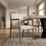 Sanders Modern Off-White Fabric + Brass Dining Chair