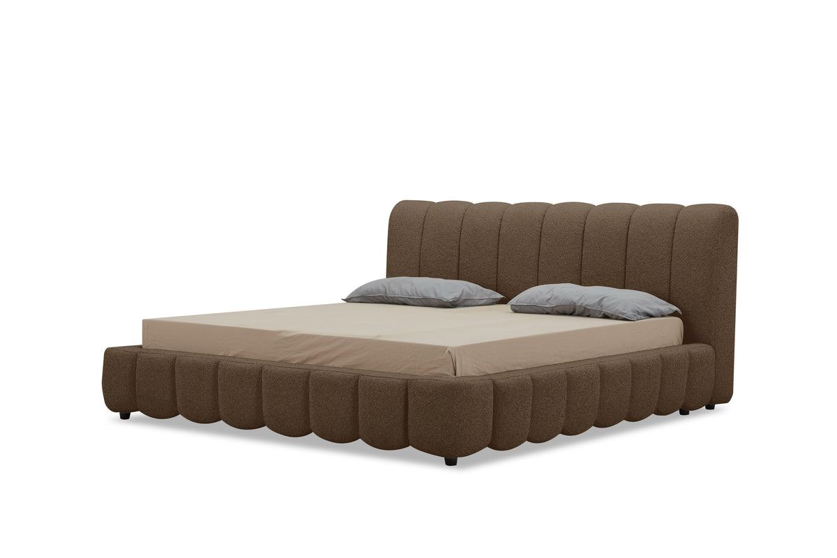 Queen Harris Modern Brown Fabric Bed