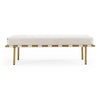 Hathaway Modern Beige Fabric + Antique Brass Dining Bench
