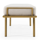 Hathaway Modern Beige Fabric + Antique Brass Dining Bench