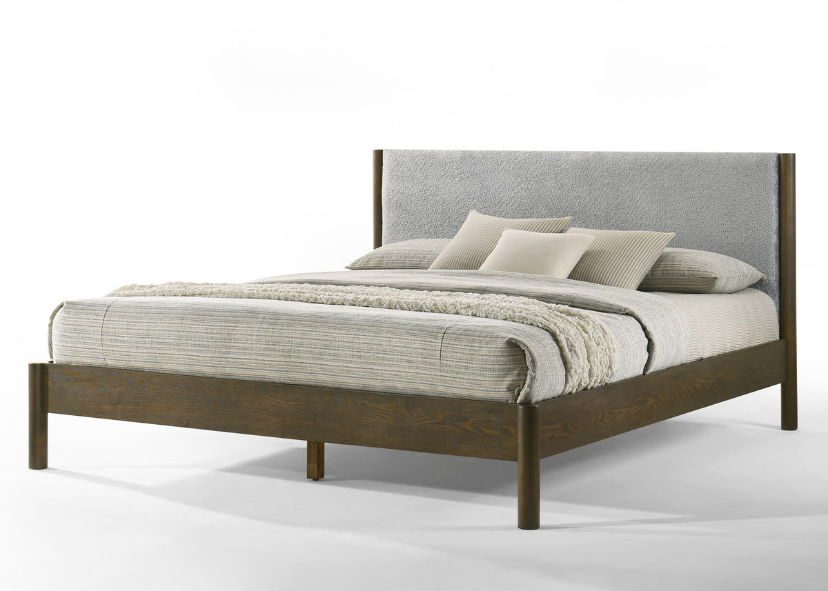 Queen Carolina Modern Grey Fabric + Wenge Bed