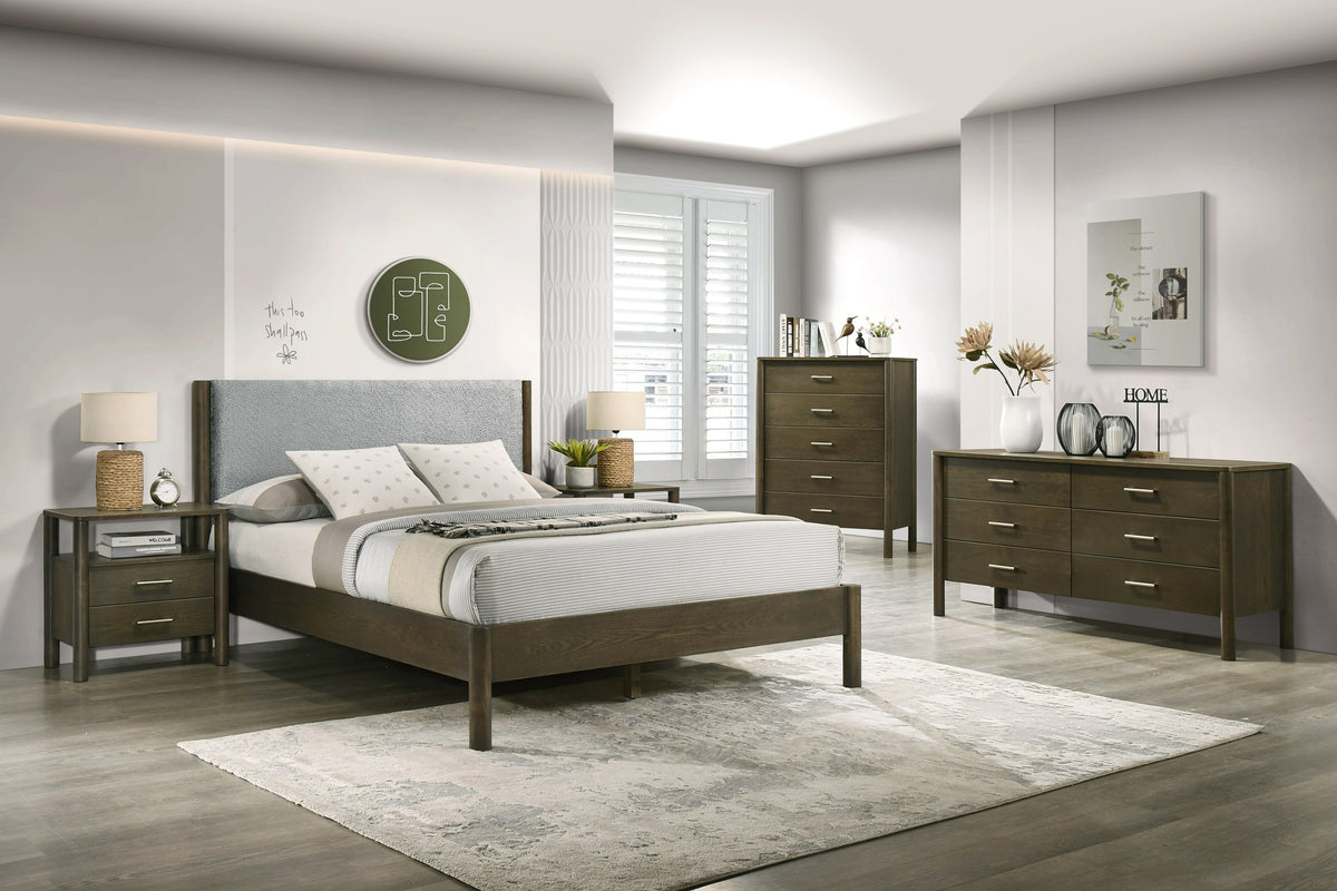 Carolina Modern Grey Fabric + Wenge Bedroom Set
