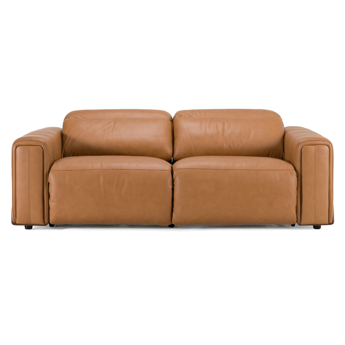 Sandstone Modern Brown Leather Sofa with 2 Electric Recliners