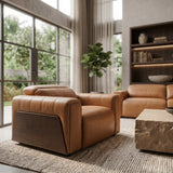 Sandstone Modern Brown Leather Electric Recliner Chair