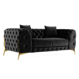 Clarice Transitional Black Velvet Loveseat
