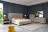Queen Florence Modern Beige Velvet + Shagreen Bedroom Set