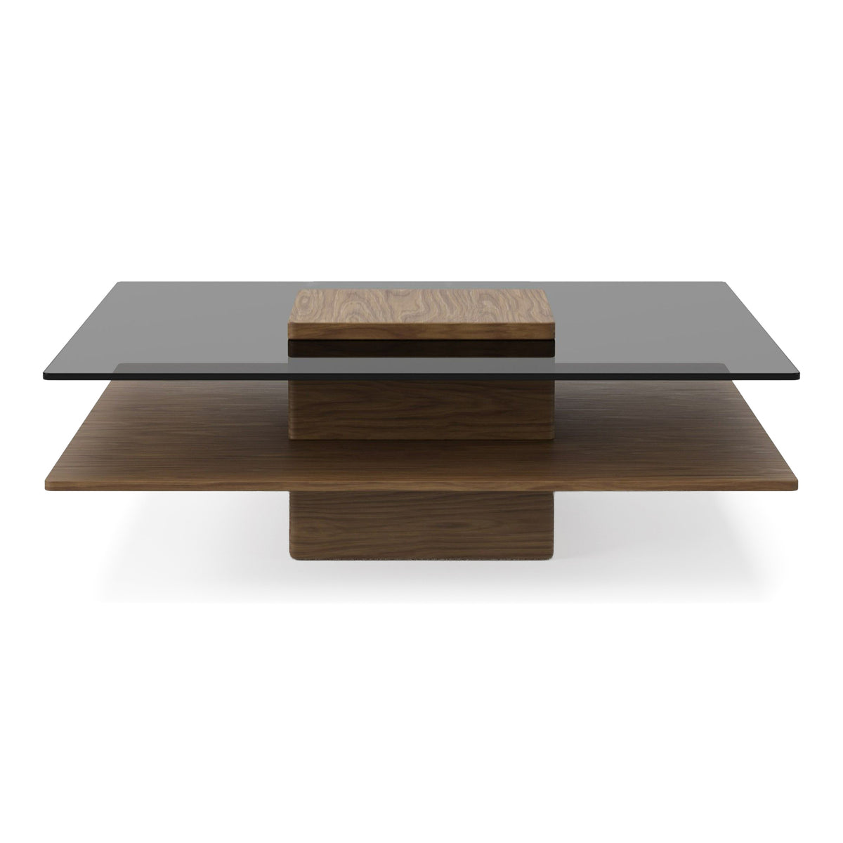 Clarion Modern Walnut & Grey Glass Coffee Table