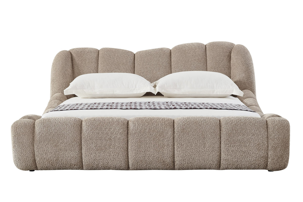 Queen Janine Modern Tan Fabric Bed