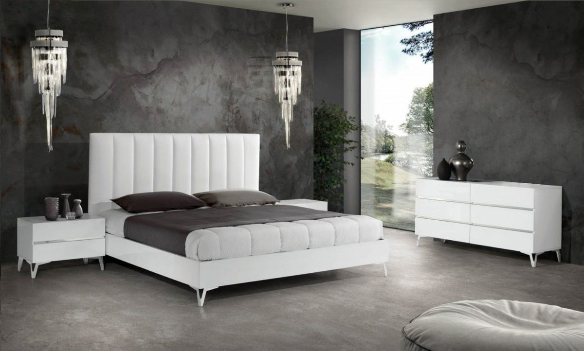 Angela Italian Modern White Eco Leather 4-Piece Bedroom Set