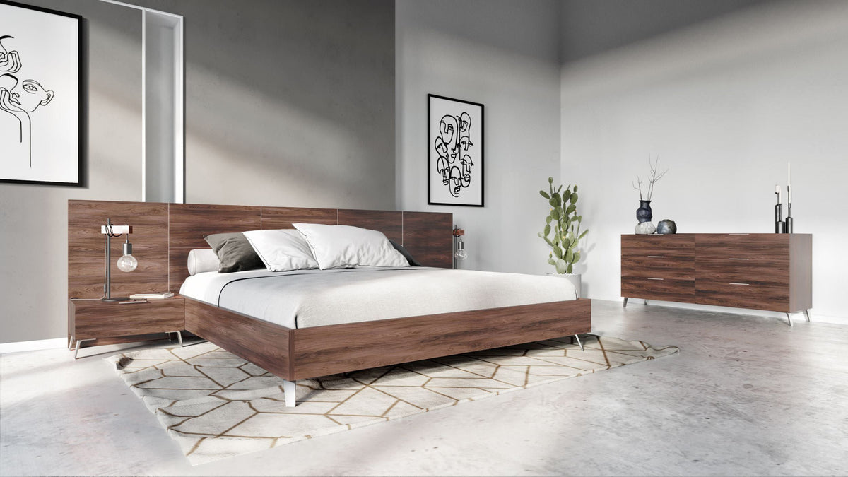 Brooklyn Italian Modern Walnut 4-Piece Bedroom Set