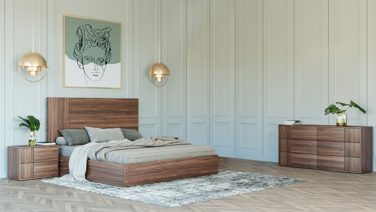 Asus Italian Modern Walnut 4-Piece Bedroom Set
