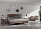 Palermo Italian Modern Faux Concrete & Walnut 4-Piece Bedroom Set