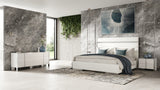 Cartier Modern White Vegan Leather + Stainless Steel 4-Piece Bedroom Set