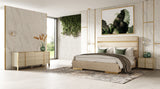 Cartier Modern Beige Velvet + Brushed Brass 4-Piece Bedroom Set