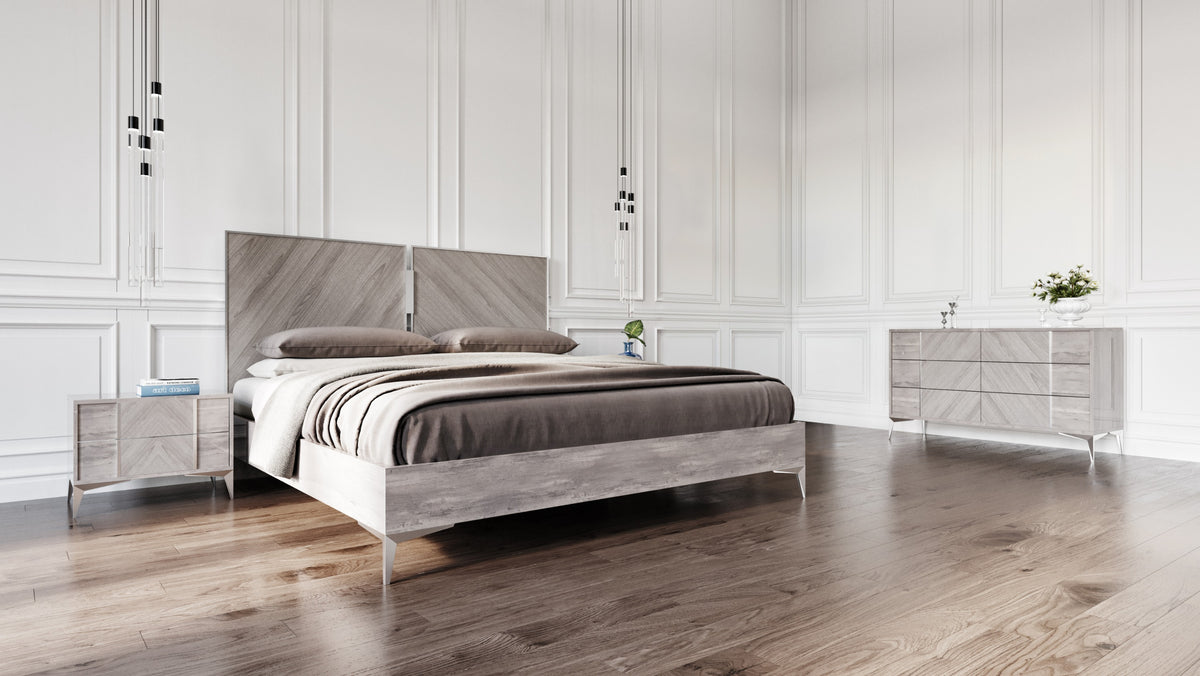 Alexa Italian Modern Grey 4-Piece Bedroom Set