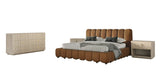 Harris + Roma Modern Brown Fabric + Faux Travertine 4-Piece Bedroom Set