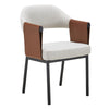 Jensen Modern Light Grey Fabric + Camel Vegan Leather Dining Chair