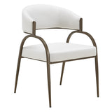 Hudson Modern Off-White Fabric + Bronze Dining Chair