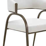 Hudson Modern Off-White Fabric + Bronze Dining Chair