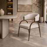 Hudson Modern Off-White Fabric + Bronze Dining Chair