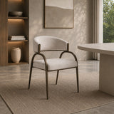 Hudson Modern Off-White Fabric + Bronze Dining Chair