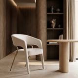 Elson Modern Off-White Fabric + Antique Brass Dining Chair