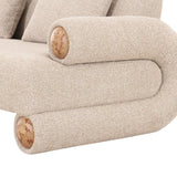 Odette Modern Beige Fabric + White Burl Sofa