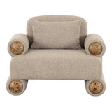 Odette Modern Beige Fabric + White Burl Accent Chair