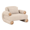 Odette Modern Beige Fabric + White Burl Accent Chair