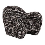 Hurd Modern Black + Beige Pattern Fabric Accent Chair