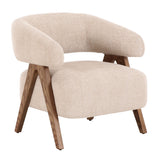 Brock Mid-Century Modern Beige Fabric + Ash Accent Chair