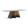 Clifford Contemporary White Ceramic + Brushed Bronze Dining Table