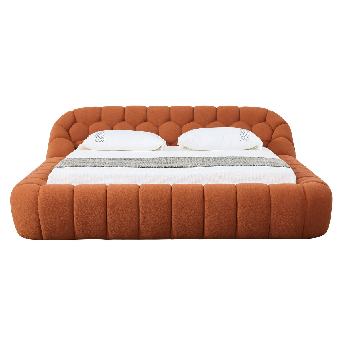 Yolonda Modern Orange Fabric Bed