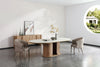 Walbrook Modern Faux Travertine Ceramic + White Oak Oval Dining Table