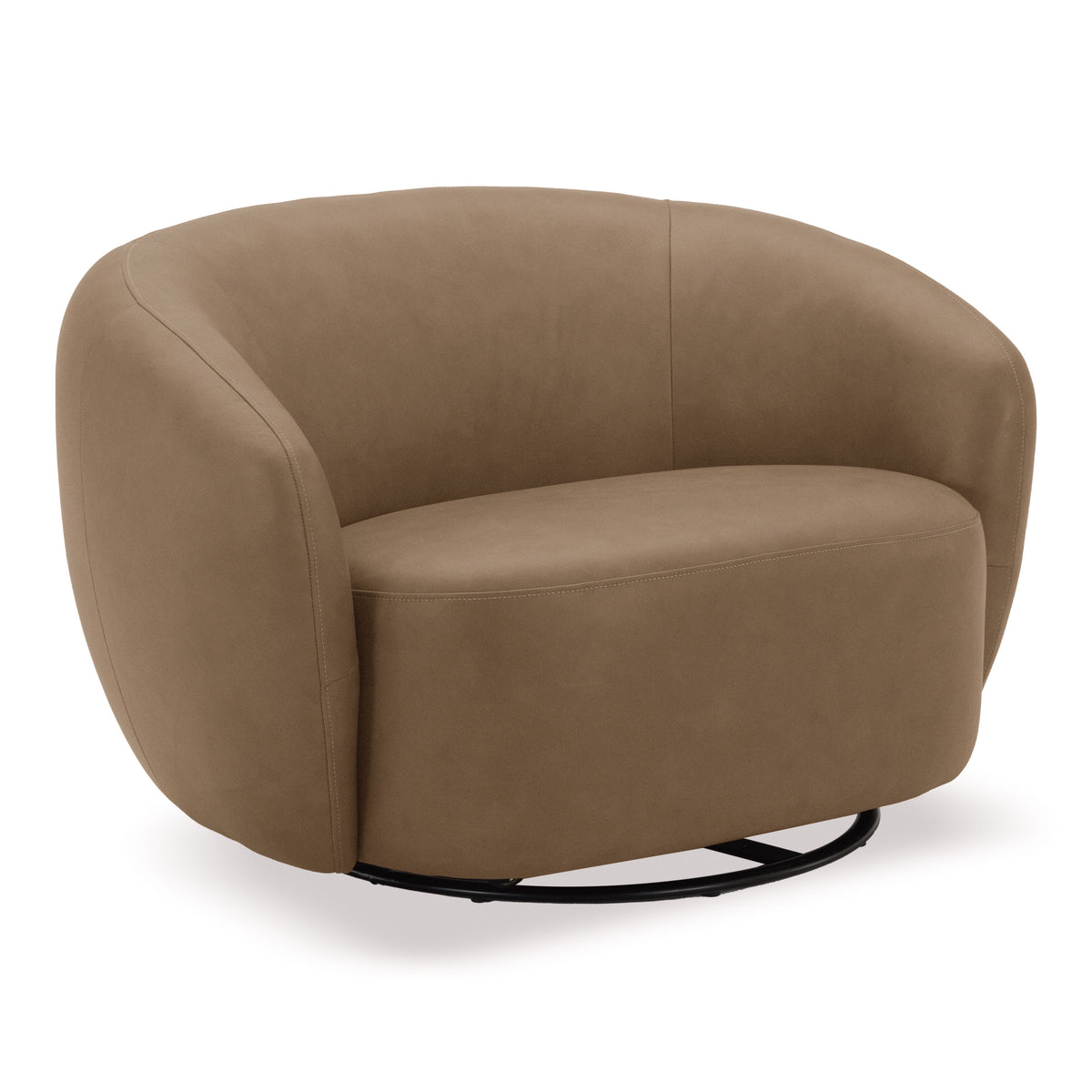 Omaha Modern Tan Leather Swivel Accent Chair